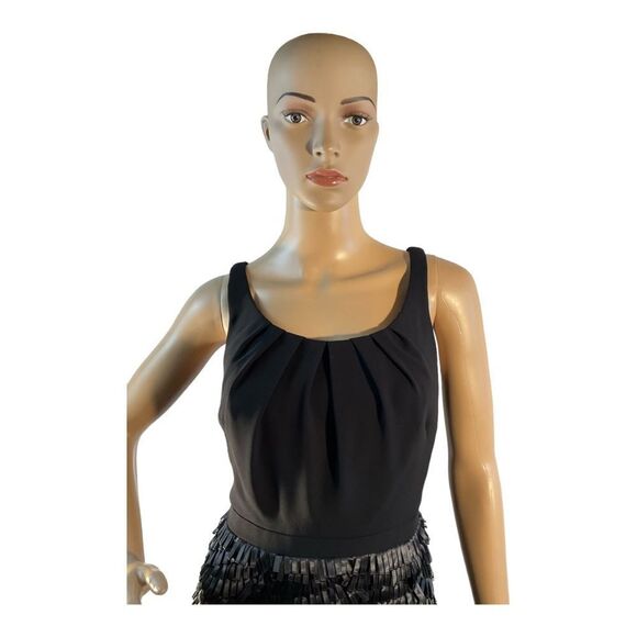 Carmen Marc Valvo Women’s Black knee Sleeve  Fringes Dress Size 6 - Picture 3 of 16